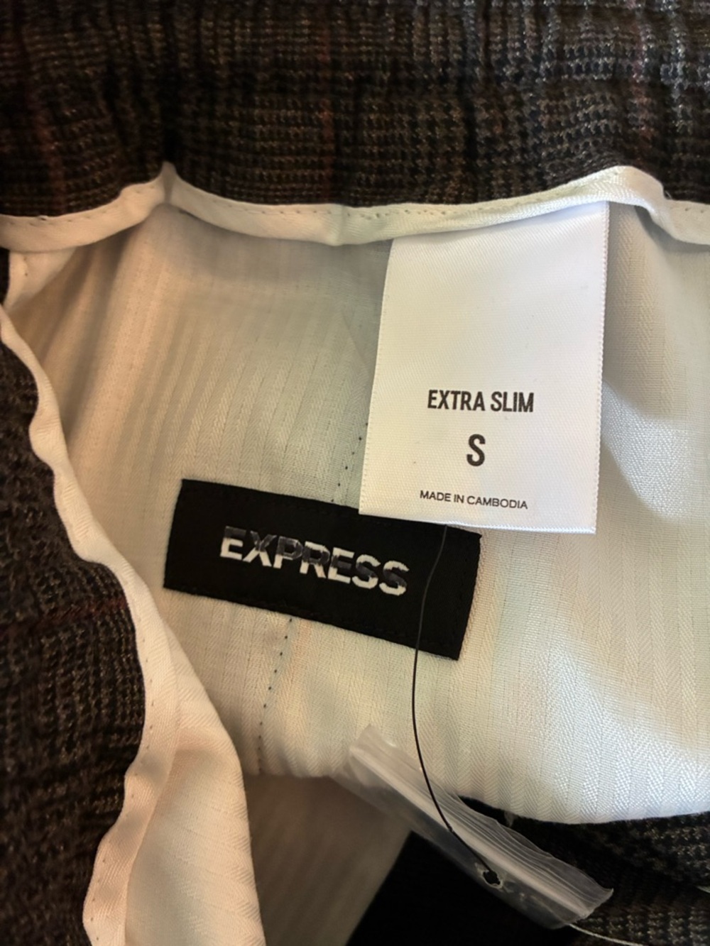 Express Straight Leg Plaid Pants in Brown and Black - Picture 7 of 7